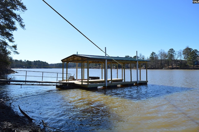 view of dock featuring a water view