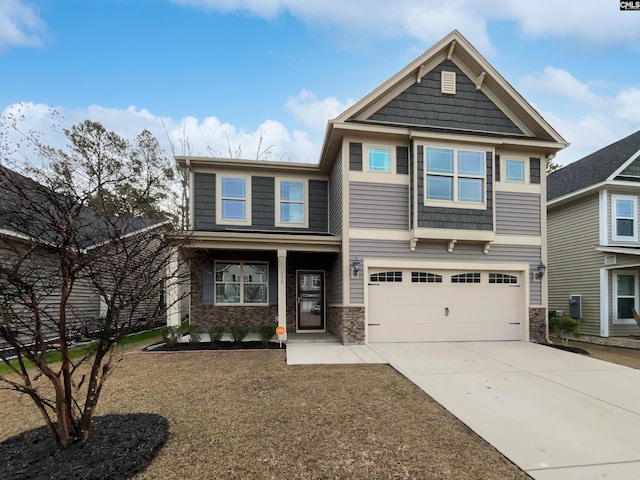 craftsman-style home featuring a garage