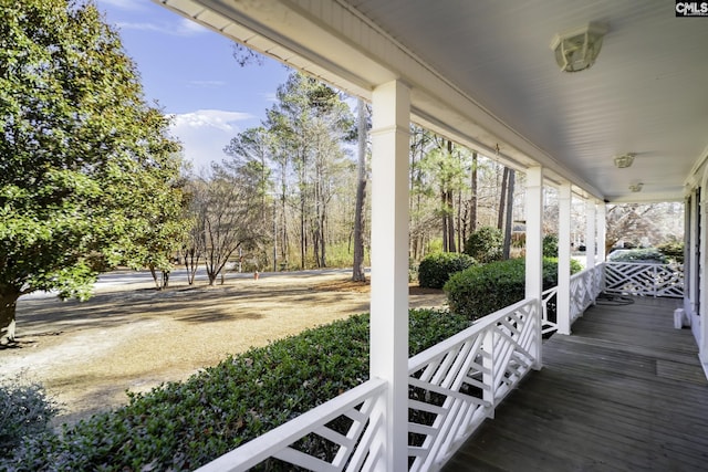 deck featuring covered porch