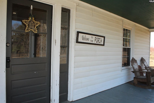 entrance to property with a porch