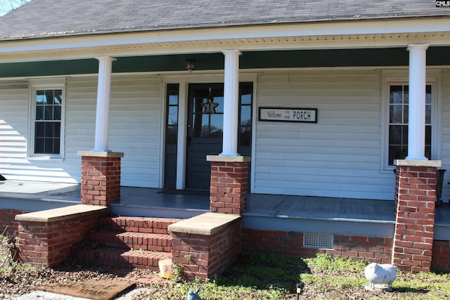 property entrance with a porch