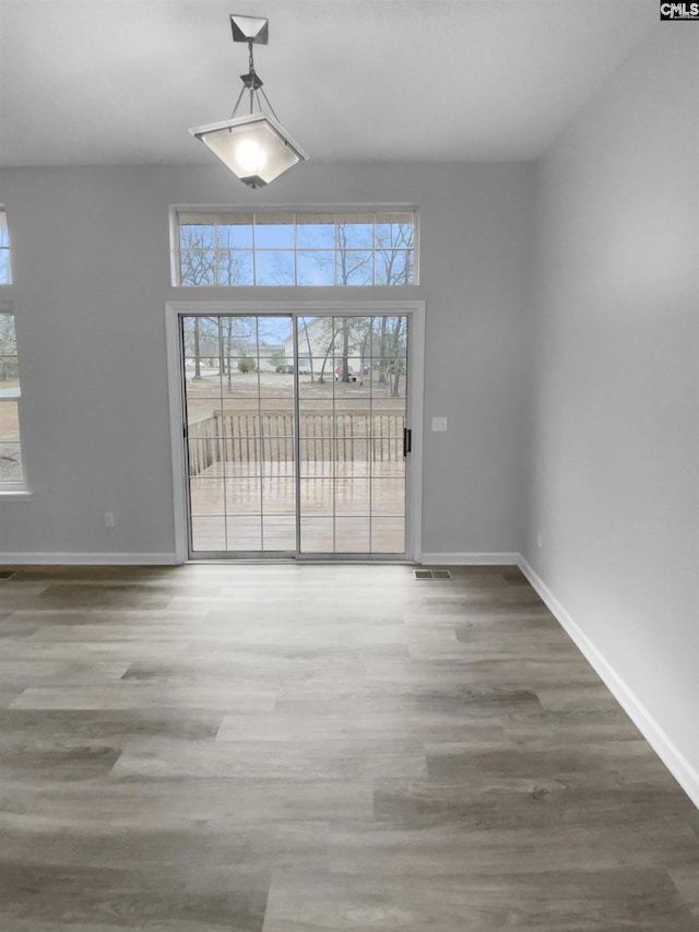 unfurnished dining area with hardwood / wood-style flooring