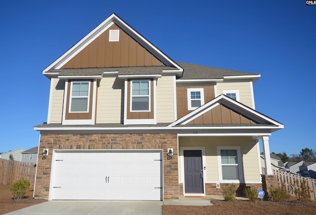 craftsman inspired home featuring a garage