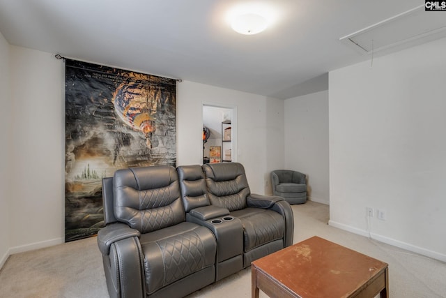 living room featuring light colored carpet