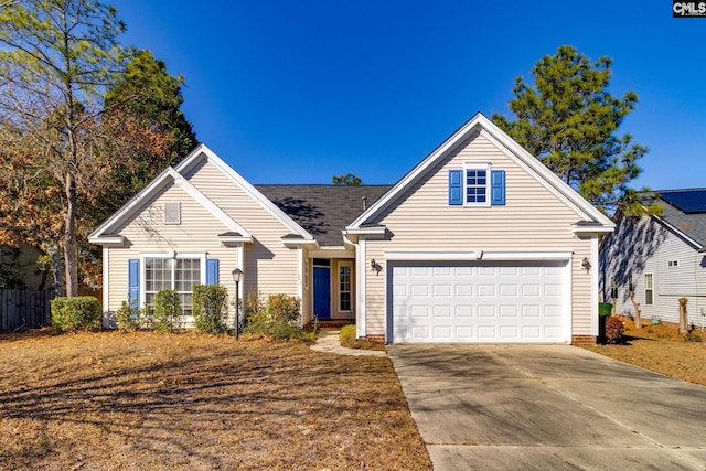 front facade with a garage