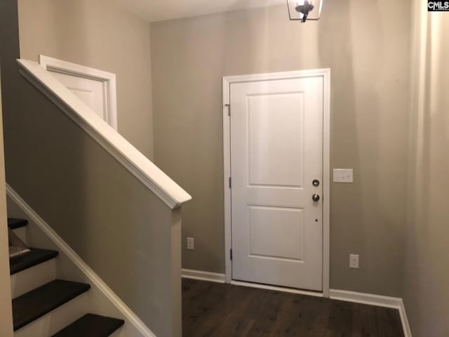 foyer featuring dark wood-type flooring