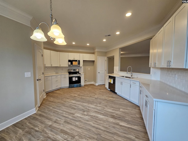 kitchen featuring tasteful backsplash, white cabinetry, sink, and appliances with stainless steel finishes