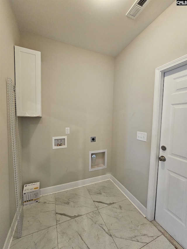 washroom featuring washer hookup, hookup for an electric dryer, and cabinets