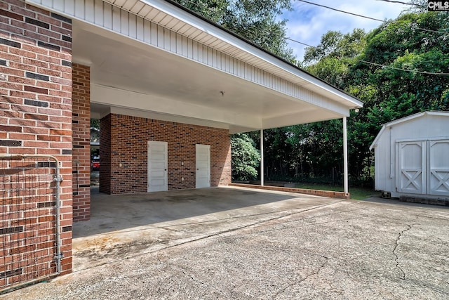 exterior space featuring a carport