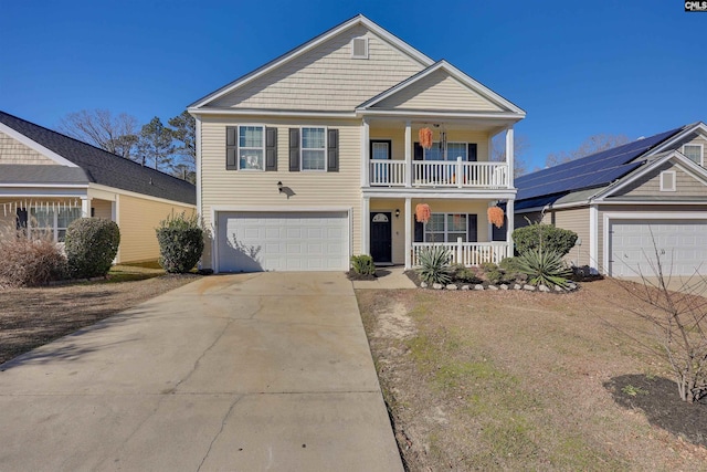 view of front of home with a garage and covered porch