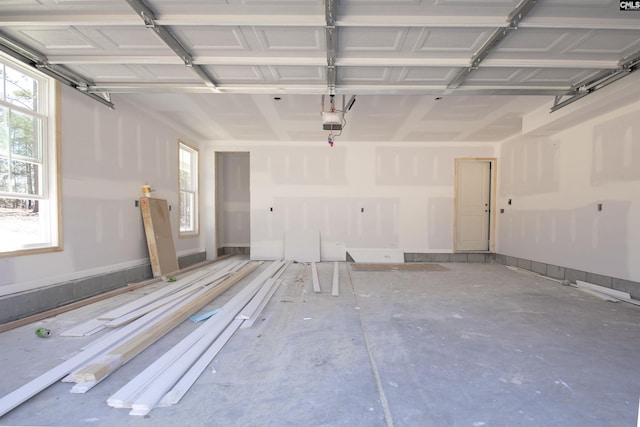 garage with a garage door opener