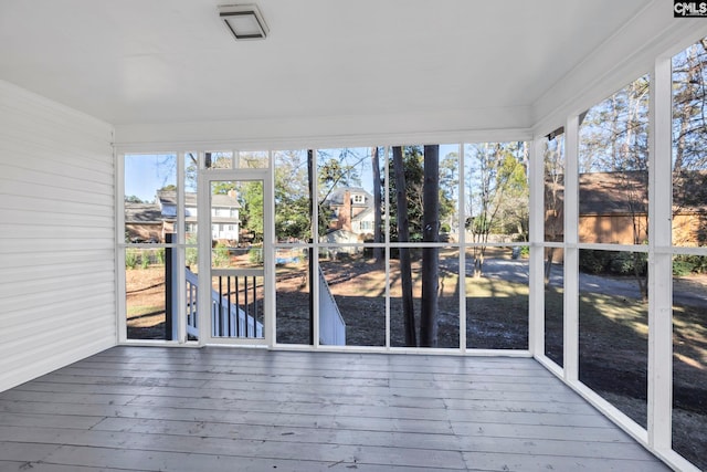 view of unfurnished sunroom