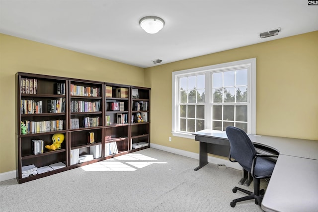 view of carpeted office space