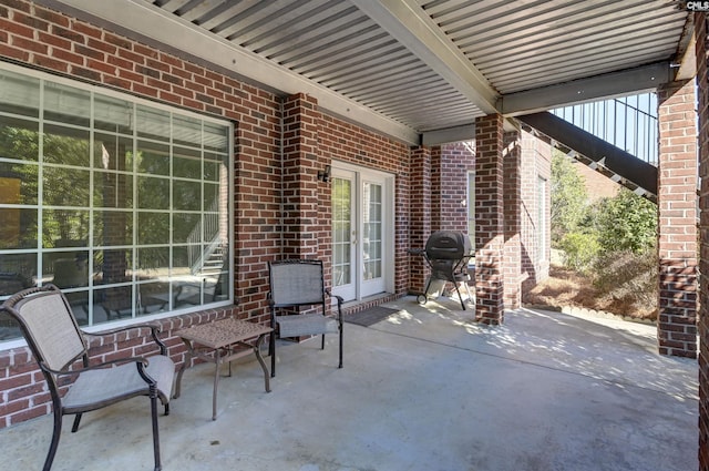 view of patio with grilling area and french doors