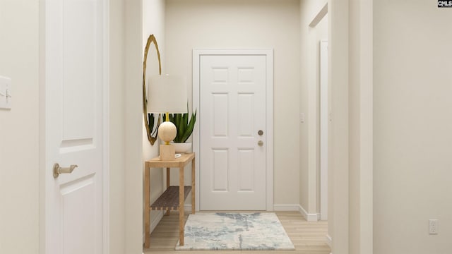 doorway featuring light wood-type flooring