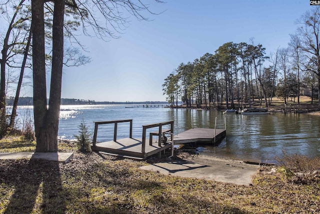 view of dock featuring a water view