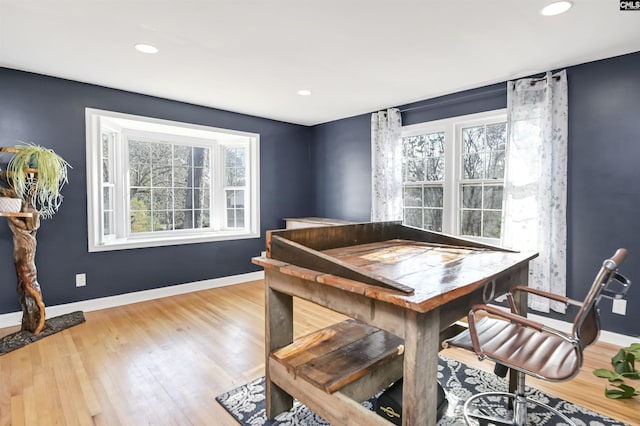 office space featuring wood-type flooring