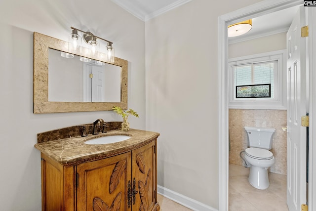 143 Yachting Cir, Lexington, SC 29072 - bathroom featuring vanity, toilet, tile patterned floors, ornamental molding, and baseboards