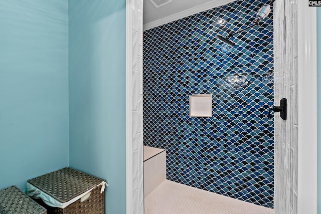 143 Yachting Cir, Lexington, SC 29072 - bathroom featuring a tile shower and ornamental molding
