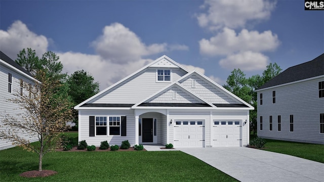 craftsman-style home featuring a garage and a front yard