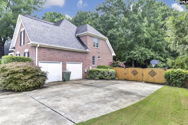 view of property exterior featuring a garage