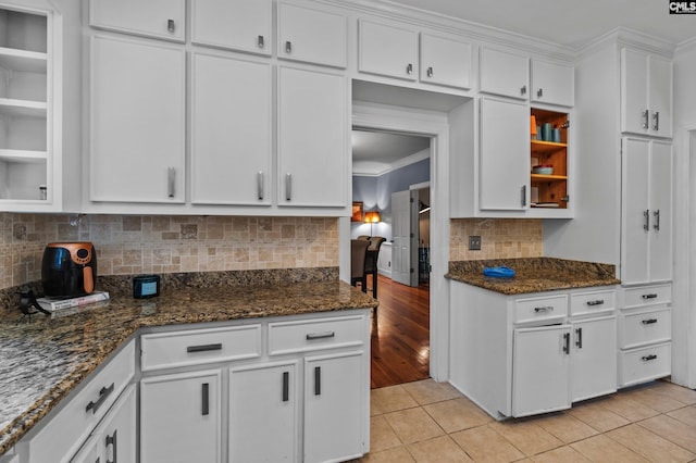 kitchen with white cabinets