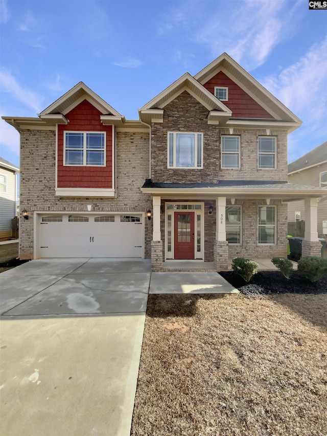 craftsman house featuring a garage