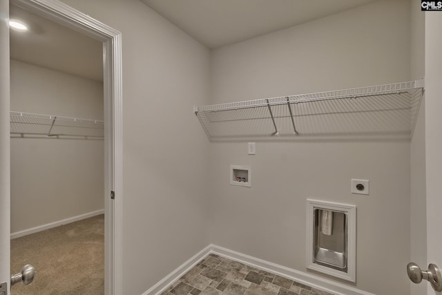 laundry room with hookup for an electric dryer and hookup for a washing machine