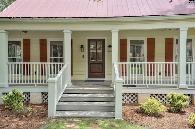 property entrance with covered porch