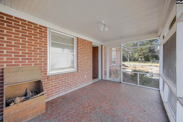 view of unfurnished sunroom