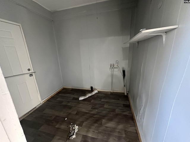 laundry area featuring dark hardwood / wood-style floors