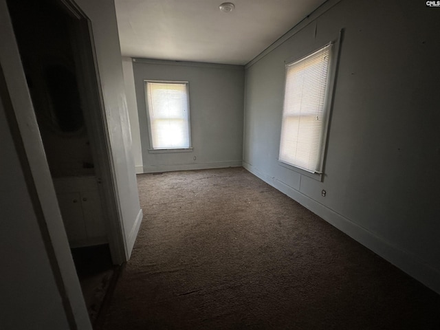 carpeted empty room with crown molding