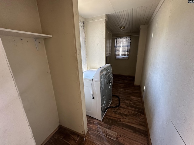 laundry area with washer / clothes dryer and dark hardwood / wood-style floors