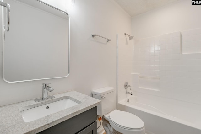 full bathroom with vanity, shower / bathing tub combination, and toilet