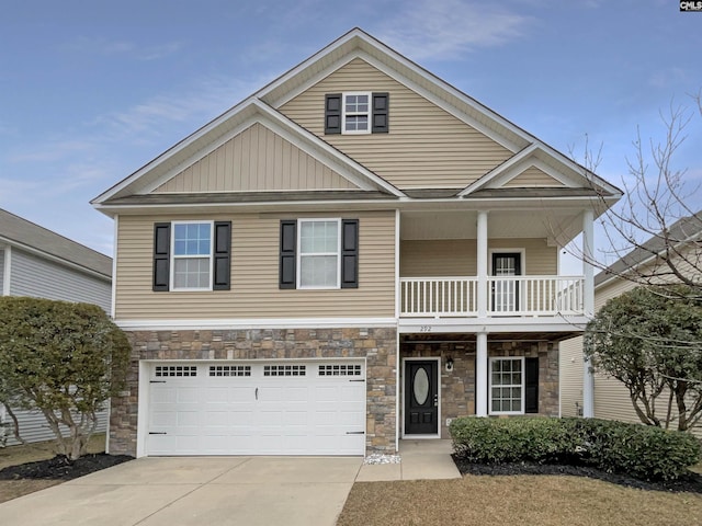 view of front of house with a balcony and a garage