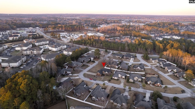 view of aerial view at dusk