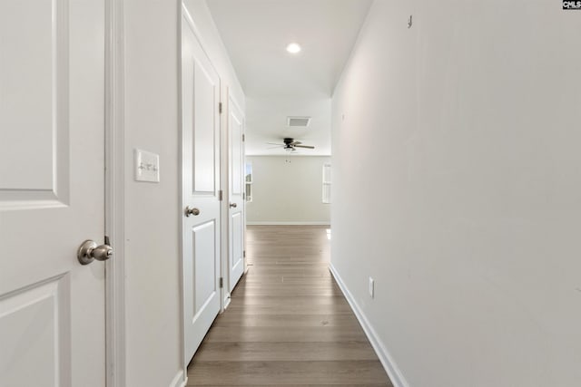 hall featuring wood-type flooring