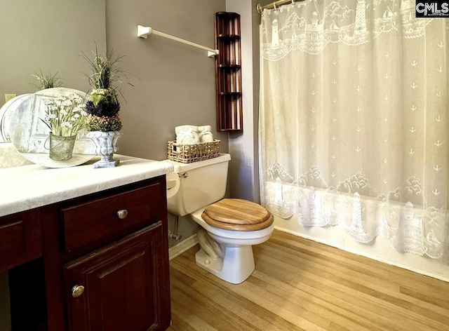 bathroom featuring toilet and wood-type flooring