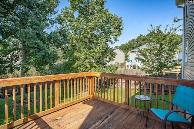 deck featuring a lawn