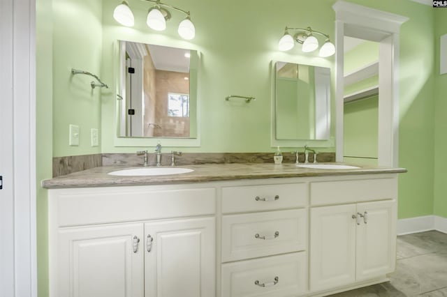 bathroom featuring vanity and tile patterned floors