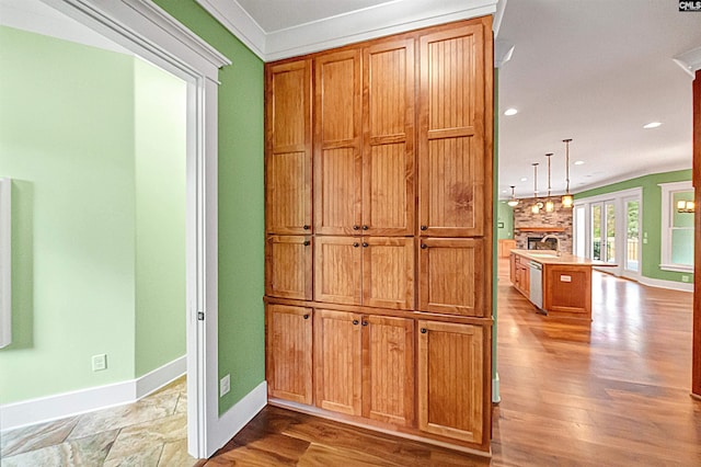 room details with ornamental molding and dishwasher