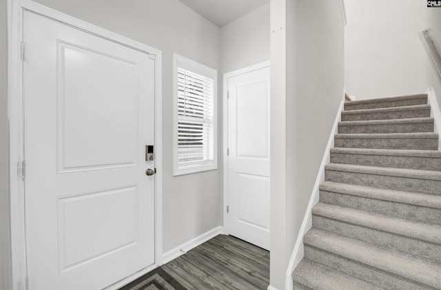 foyer with dark wood-type flooring