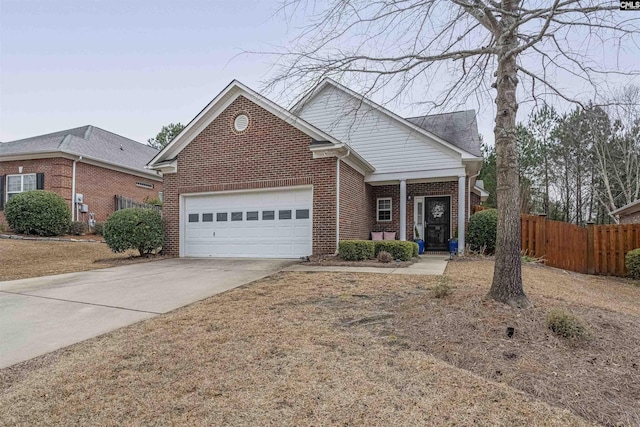 view of front facade with a garage