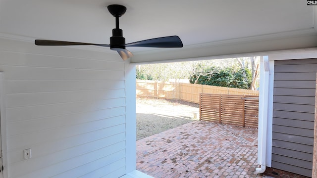 view of patio with ceiling fan