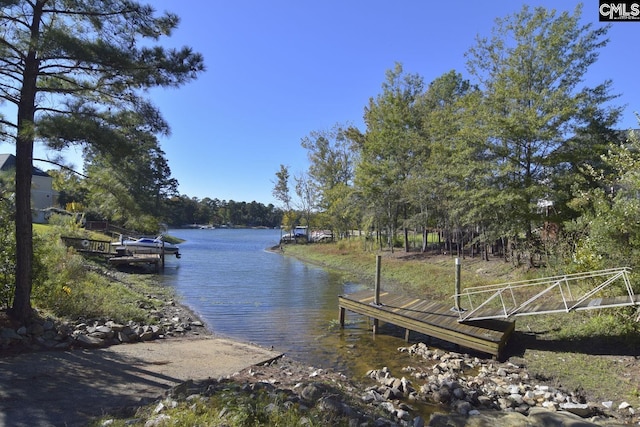 dock area featuring a water view