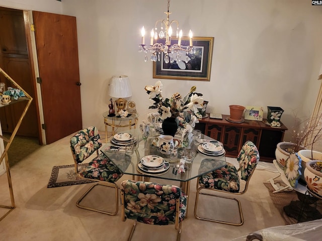 dining space featuring an inviting chandelier