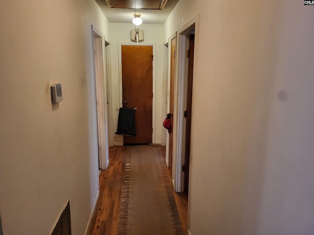 hallway featuring dark hardwood / wood-style flooring