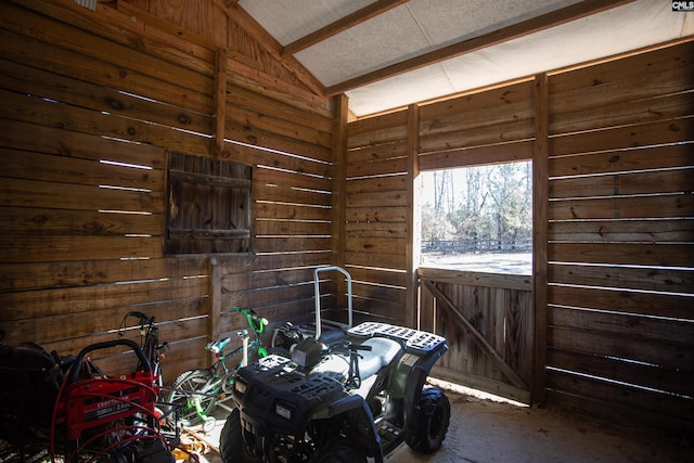 miscellaneous room featuring vaulted ceiling