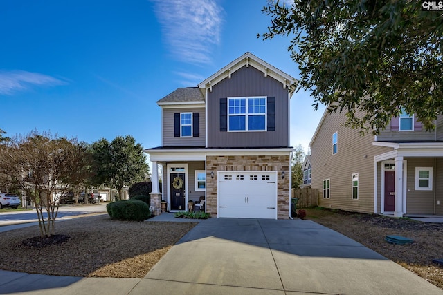 craftsman-style house with a garage