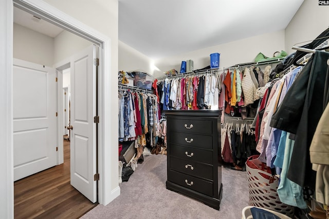 spacious closet with hardwood / wood-style flooring